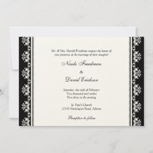 Invitación Boda personalizada de borde de abadejo negro