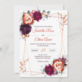 Invitación Boda personalizada de ciruela, malva y naranja