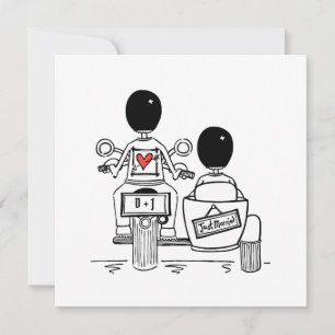 Invitación Boda personalizada de dos novios en moto y sidecar
