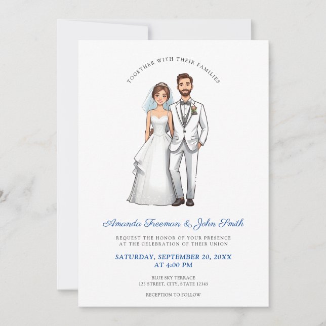 Invitación Boda personalizada de fotografía de pareja persona (Anverso)