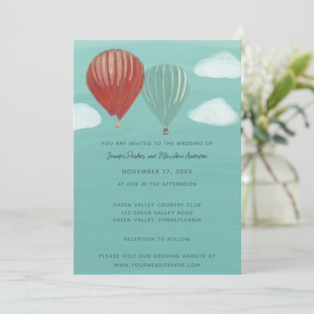 Invitación Boda personalizada de globos de aire caliente pint (Anverso de pie)