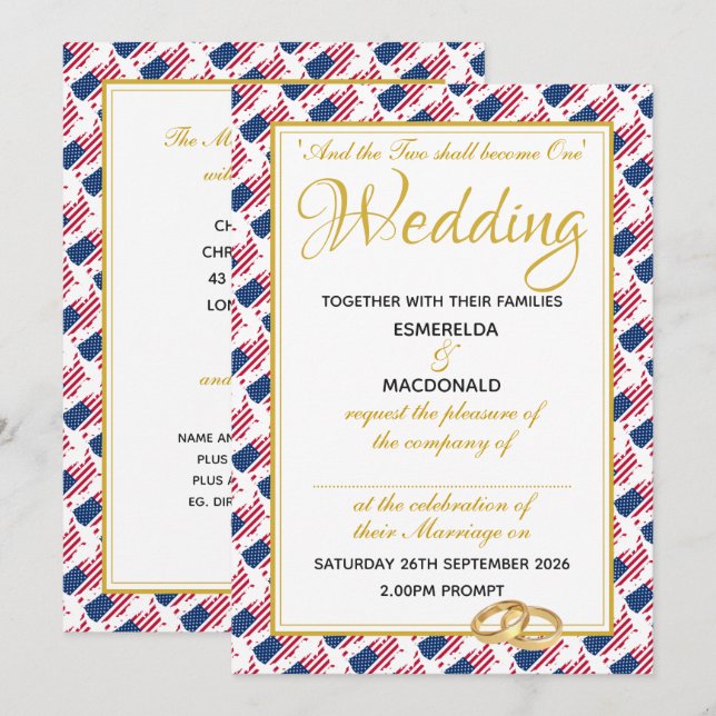 Invitación Boda personalizada de las Escrituras Cristianas de (Anverso / Reverso)