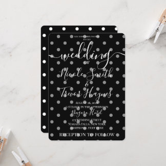 Invitación Boda Personalizada de Lunares en Blanco y Negro