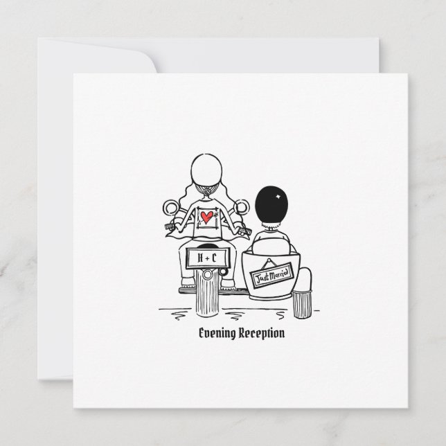 Invitación Boda personalizada de moto y sidecar (Anverso)