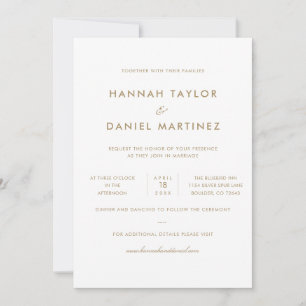 Invitación Boda personalizada de oro moderno y elegante