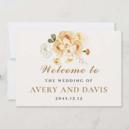 Invitación Boda Personalizada Elegante de Oro y Floral