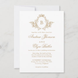 Invitación Boda personalizada Escudo de Monograma de Luxe Gol