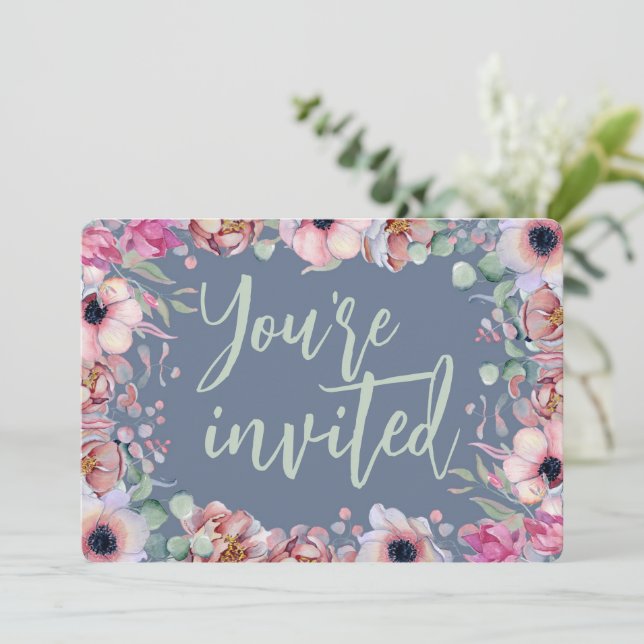 Invitación Boda personalizada Floral Watercolor (Anverso de pie)
