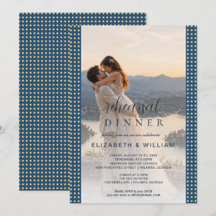 Invitación Boda personalizada Gold & Blue Lunares