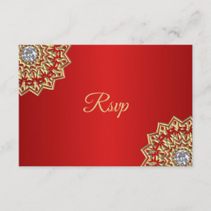 Invitación Boda personalizada india Mandala oro rojo RSVP