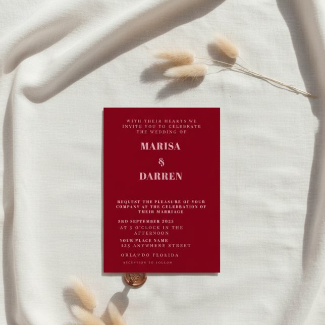 Invitación Boda personalizada manuscrita rosa y roja (Subido por el creador)