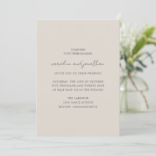 Invitación Boda Personalizada Marfil Crema Escritura Elegante