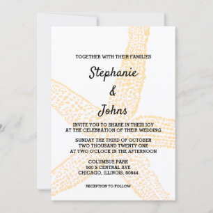 Invitación Boda personalizada Naranja amarillo Starfish Beige