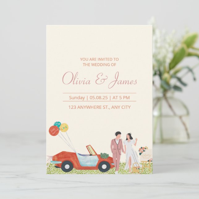 Invitación Boda personalizada Novia y Groom (Anverso de pie)