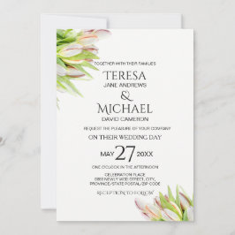 Invitación Boda personalizada, pintura de tulipanes rosa y ve
