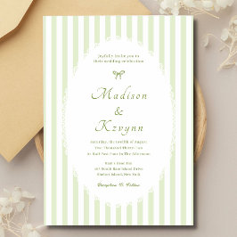 Invitación Boda Personalizada Verde con Rayas Retro