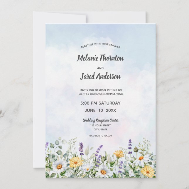 Invitación Boda personalizado de Boho Wildflower Watercolor (Anverso)
