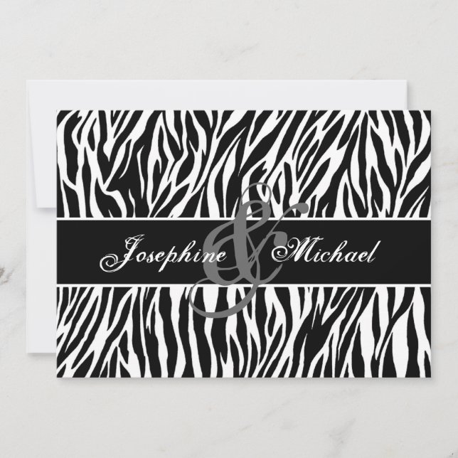 Invitación Boda personalizado de cebra blanca y negra (Anverso)
