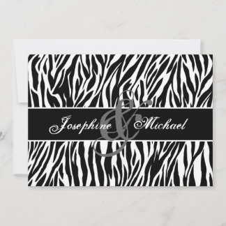 Invitación Boda personalizado de cebra blanca y negra