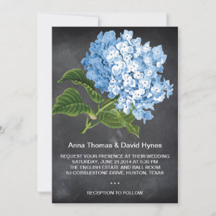 INVITACIÓN BODA PERSONALIZADO DE CHALKBOARD BLUE HYDRANGEA