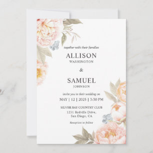 Invitación Boda personalizado de Flores de baya azul azul bla