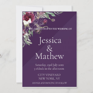 Invitación Boda personalizado de flores moradas