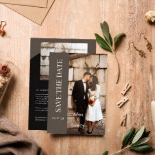 Invitación Boda personalizado de foto Minimalista negra marró