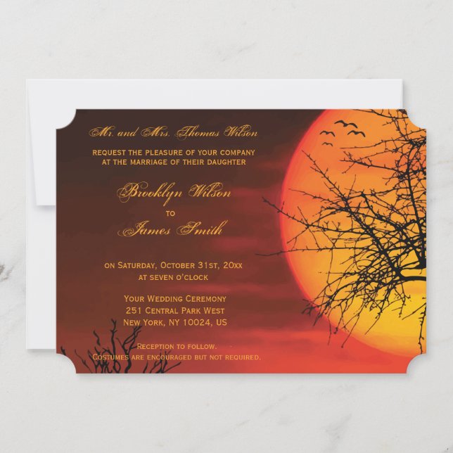 Invitación Boda personalizado de Halloween invita a pasaje no (Anverso)