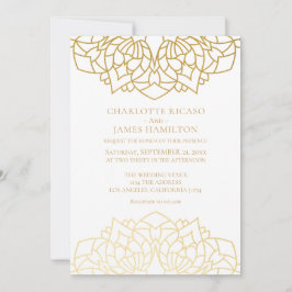 Invitación Boda personalizado del patrón blanco de oro de Man
