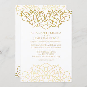 Invitación Boda personalizado del patrón blanco de oro de Man