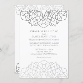 Invitación Boda personalizado del patrón gris plateado de Man