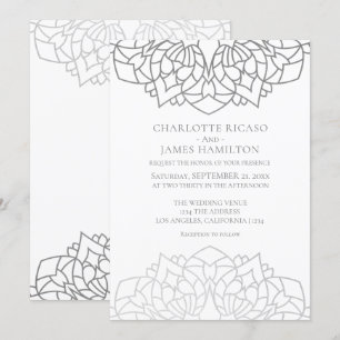 Invitación Boda personalizado del patrón gris plateado de Man