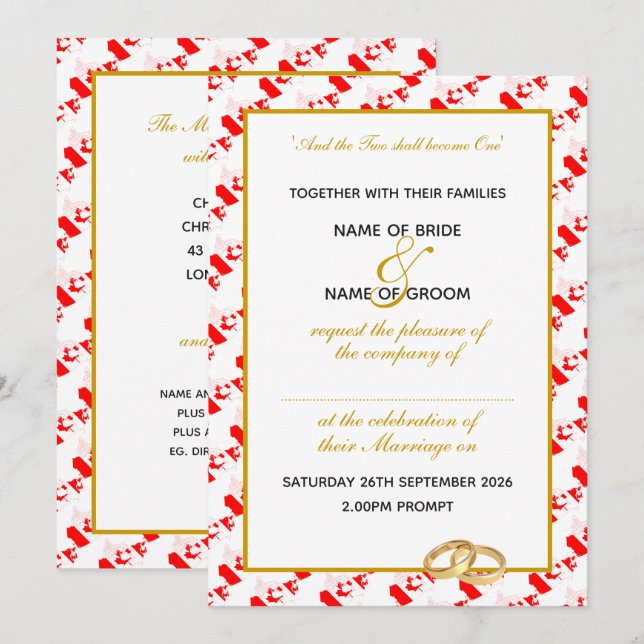 Invitación BODA personalizado del tríptico de oro Faux Gold d (Anverso / Reverso)