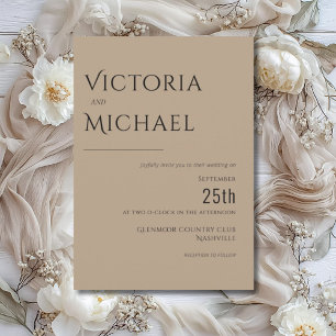 Invitación Boda personalizado moderno marrón y blanco