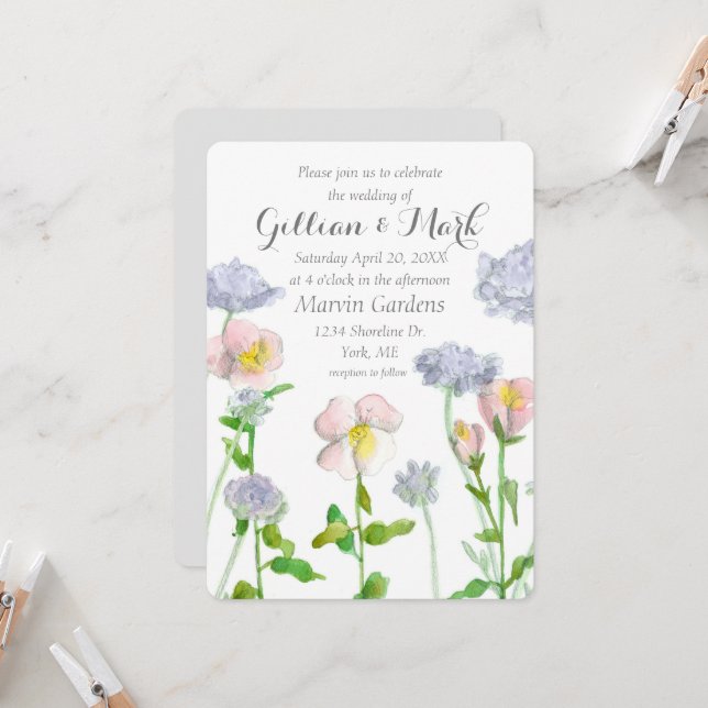 Invitación Boda personalizado Personalizado de flores de rosa (Anverso/Reverso In Situ)