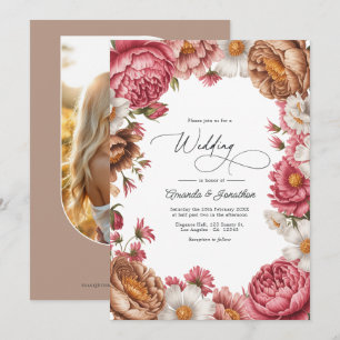 Invitación Boda Petal Pink, Mocha Latte y Ivory Pearl