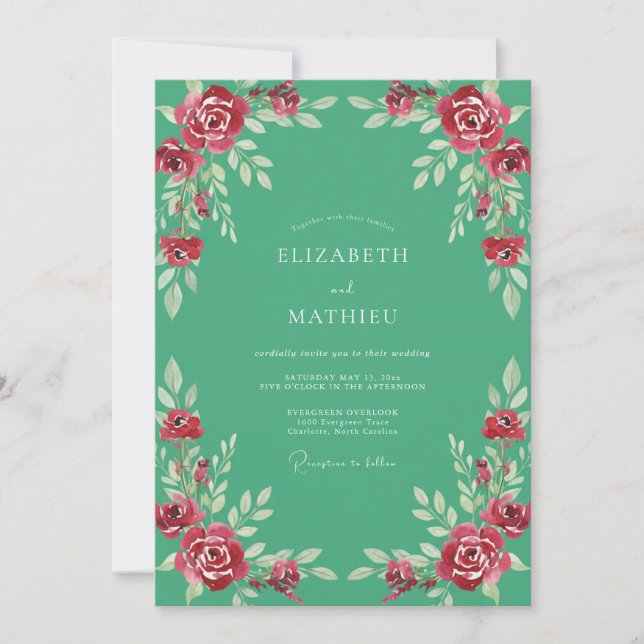 Invitación Boda Petal Ruby Espuma de Mar (Anverso)