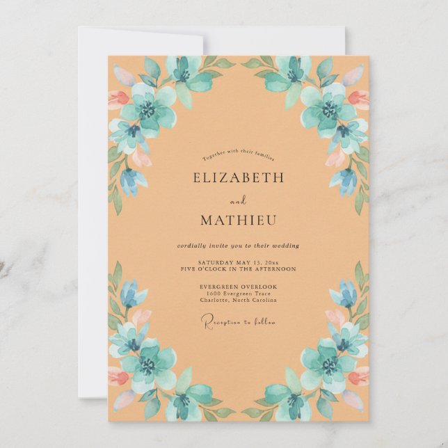 Invitación Boda Pétalo Acuático Albaricoque (Anverso)