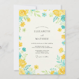 Invitación Boda Pétalo Acuático Amarillo