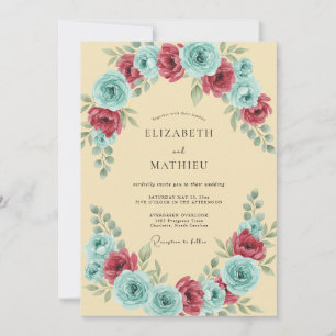Invitación Boda Pétalo Acuático Carmesí
