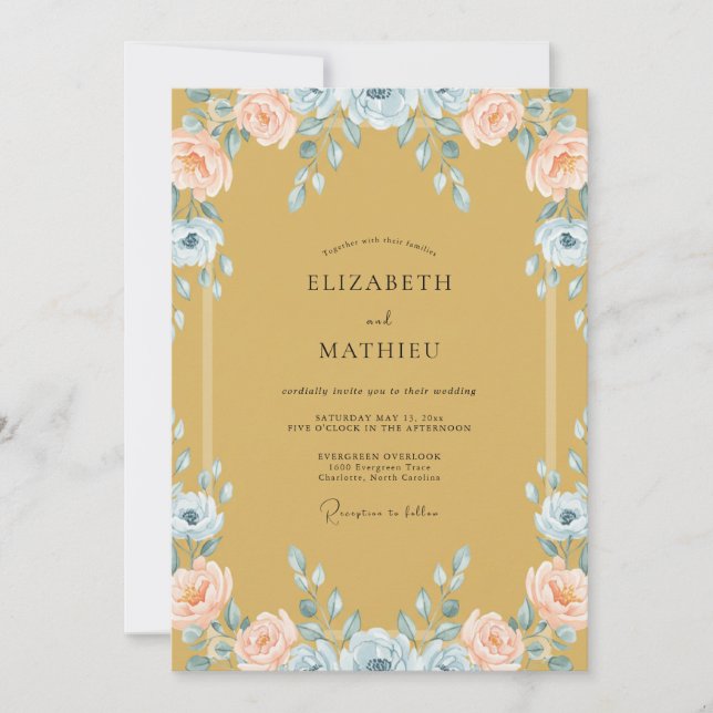 Invitación Boda Pétalo Albaricoque Ócre (Anverso)