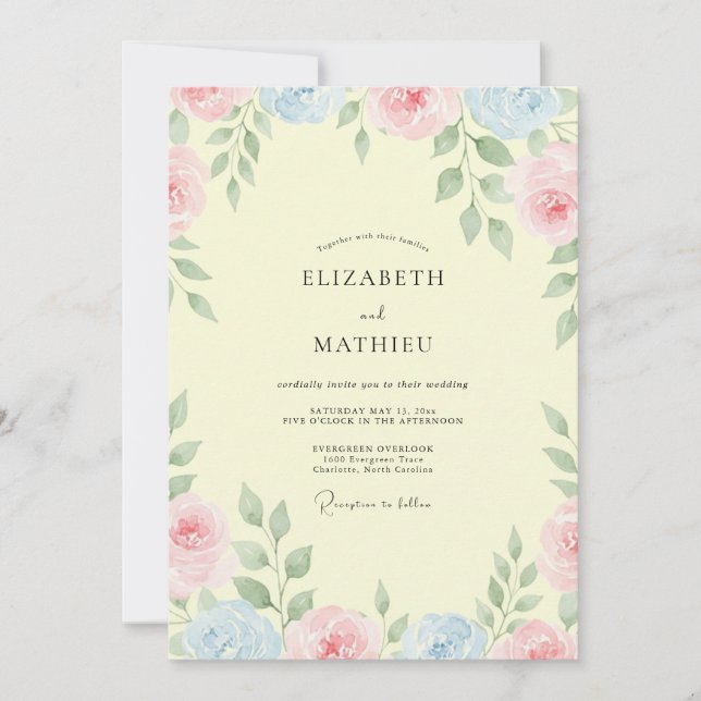 Invitación Boda Pétalo Amarillo Mantequilla (Anverso)