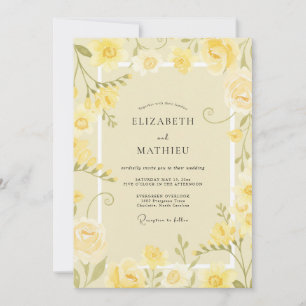 Invitación Boda Pétalo Amarillo Mantequilla Celestial
