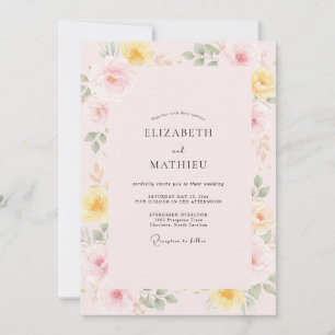 Invitación Boda Pétalo Amarillo Mantequilla Prensada
