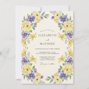 Invitación Boda Pétalo Amarillo Púrpura