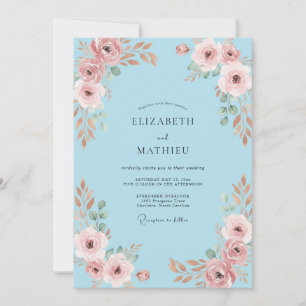Invitación Boda Pétalo Azul Cielo Rubor