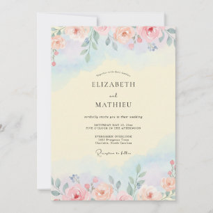 Invitación Boda Pétalo Azul Claro Albaricoque