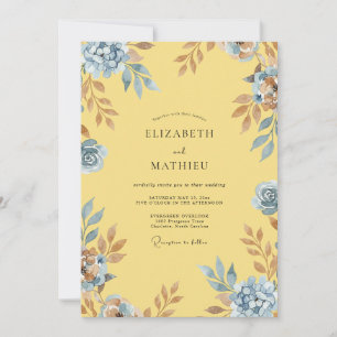 Invitación Boda Pétalo Azul Limón
