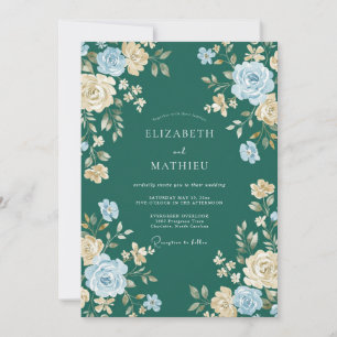 Invitación Boda Pétalo Azul Petrolero