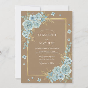 Invitación Boda Pétalo Azul Tanque Bosque